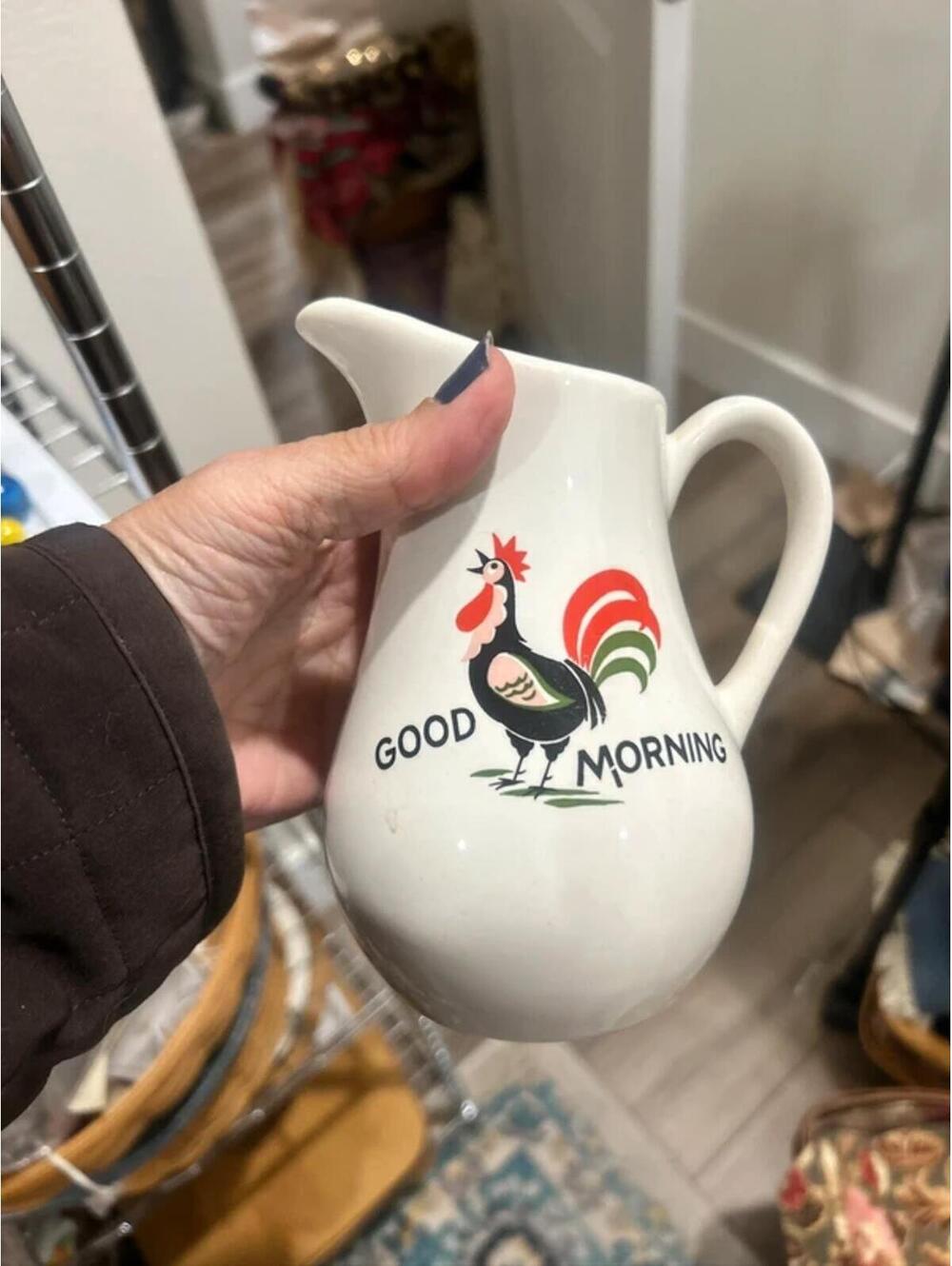 Vintage rooster pitcher 6” Cottagecore